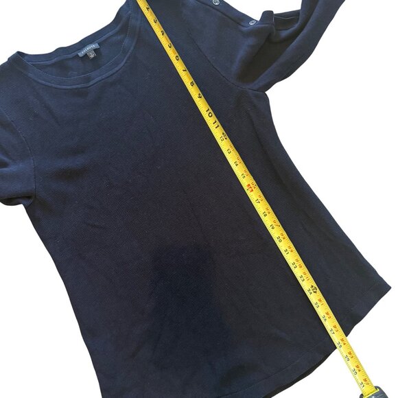 Talbots Navy Blue 3/4 Sleeve Sweater Top With Button Accents Size L - Picture 6 of 7